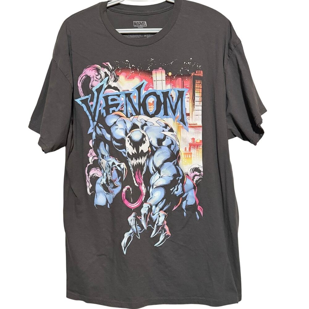 Marvel Men's Gray Venom Short Sleeve T-Shirt Blue Pink Size XL
